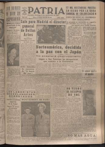 'Patria : diario de Falange Española Tradicionalista y de las J.O.N.S.' - Año XVI Número 4891 - 1951 septiembre 2