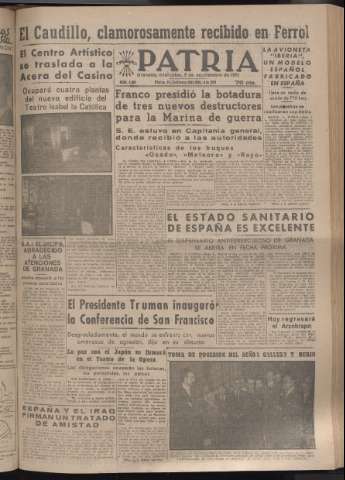 'Patria : diario de Falange Española Tradicionalista y de las J.O.N.S.' - Año XVI Número 4893 - 1951 septiembre 5