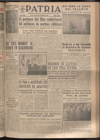 'Patria : diario de Falange Española Tradicionalista y de las J.O.N.S.' - Año XVI Número 4899 - 1951 septiembre 12