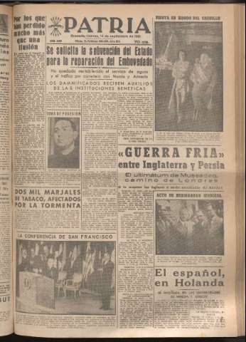 'Patria : diario de Falange Española Tradicionalista y de las J.O.N.S.' - Año XVI Número 4902 - 1951 septiembre 14