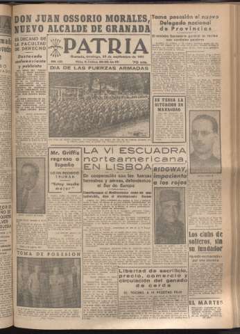 'Patria : diario de Falange Española Tradicionalista y de las J.O.N.S.' - Año XVI Número 4910 - 1951 septiembre 23