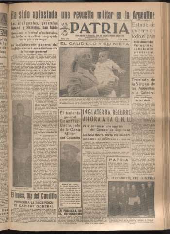 'Patria : diario de Falange Española Tradicionalista y de las J.O.N.S.' - Año XVI Número 4915 - 1951 septiembre 29