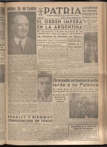 'Patria : diario de Falange Española Tradicionalista y de las J.O.N.S.' - Año XVI Número 4916 - 1951 septiembre 30