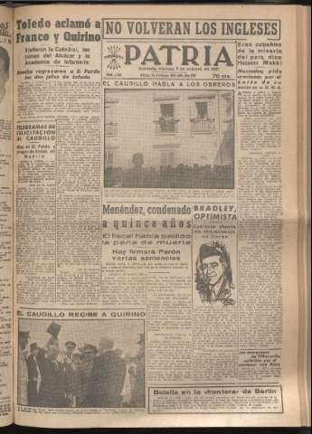 'Patria : diario de Falange Española Tradicionalista y de las J.O.N.S.' - Año XVI Número 4920 - 1951 octubre 5