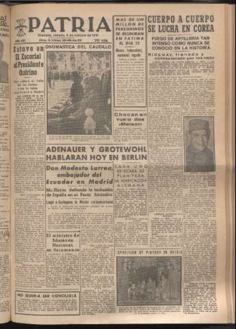 'Patria : diario de Falange Española Tradicionalista y de las J.O.N.S.' - Año XVI Número 4921 - 1951 octubre 6
