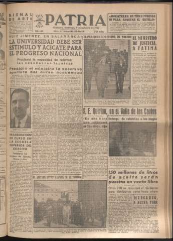 'Patria : diario de Falange Española Tradicionalista y de las J.O.N.S.' - Año XVI Número 4922 - 1951 octubre 7
