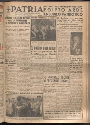 'Patria : diario de Falange Española Tradicionalista y de las J.O.N.S.' - Año XVI Número 4924 - 1951 octubre 10