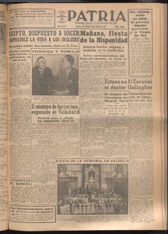 'Patria : diario de Falange Española Tradicionalista y de las J.O.N.S.' - Año XVI Número 4925 - 1951 octubre 11