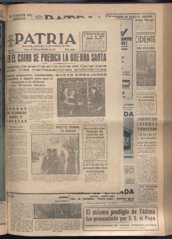 'Patria : diario de Falange Española Tradicionalista y de las J.O.N.S.' - Año XVI Número 4928 - 1951 octubre 14