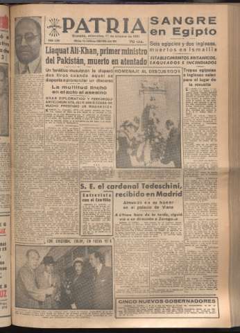 'Patria : diario de Falange Española Tradicionalista y de las J.O.N.S.' - Año XVI Número 4930 - 1951 octubre 17