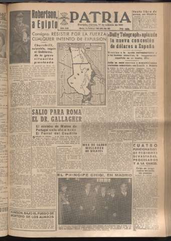 'Patria : diario de Falange Española Tradicionalista y de las J.O.N.S.' - Año XVI Número 4932 - 1951 octubre 19