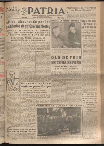'Patria : diario de Falange Española Tradicionalista y de las J.O.N.S.' - Año XVI Número 4936 - 1951 octubre 24