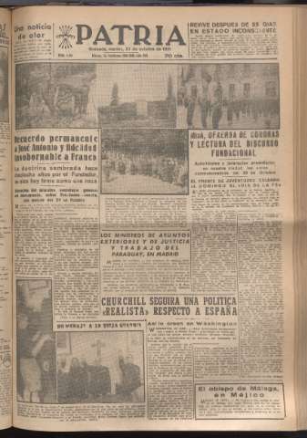 'Patria : diario de Falange Española Tradicionalista y de las J.O.N.S.' - Año XVI Número 4941 - 1951 octubre 30