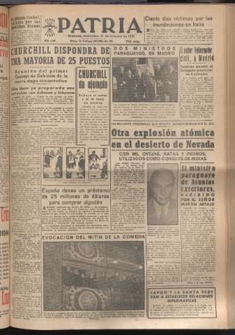'Patria : diario de Falange Española Tradicionalista y de las J.O.N.S.' - Año XVI Número 4942 - 1951 octubre 31
