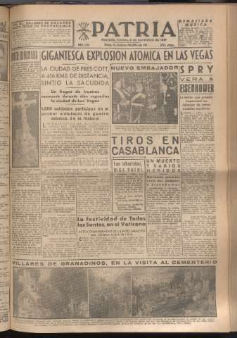 'Patria : diario de Falange Española Tradicionalista y de las J.O.N.S.' - Año XVI Número 4944 - 1951 noviembre 2