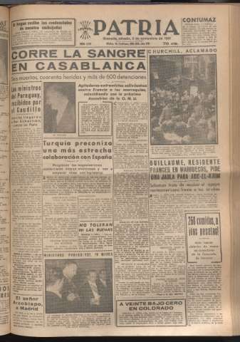 'Patria : diario de Falange Española Tradicionalista y de las J.O.N.S.' - Año XVI Número 4945 - 1951 noviembre 3