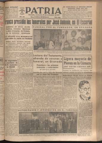 'Patria : diario de Falange Española Tradicionalista y de las J.O.N.S.' - Año XVI Número 4960 - 1951 noviembre 21