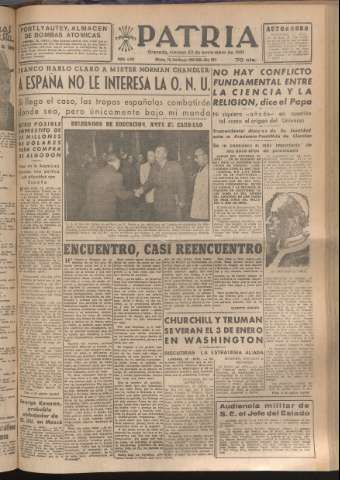 'Patria : diario de Falange Española Tradicionalista y de las J.O.N.S.' - Año XVI Número 4962 - 1951 noviembre 23
