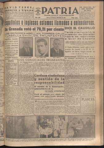 'Patria : diario de Falange Española Tradicionalista y de las J.O.N.S.' - Año XVI Número 4965 - 1951 noviembre 27