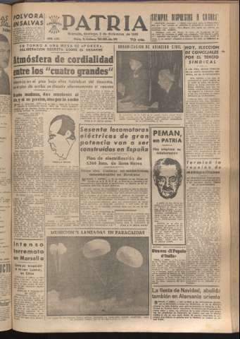 'Patria : diario de Falange Española Tradicionalista y de las J.O.N.S.' - Año XVI Número 4970 - 1951 diciembre 2