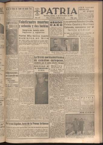 'Patria : diario de Falange Española Tradicionalista y de las J.O.N.S.' - Año XVI Número 4971 - 1951 diciembre 4