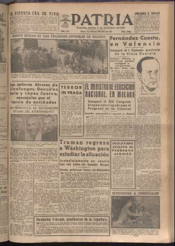 'Patria : diario de Falange Española Tradicionalista y de las J.O.N.S.' - Año XVI Número 4977 - 1951 diciembre 11
