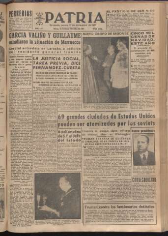 'Patria : diario de Falange Española Tradicionalista y de las J.O.N.S.' - Año XVI Número 4979 - 1951 diciembre 13