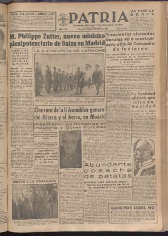 'Patria : diario de Falange Española Tradicionalista y de las J.O.N.S.' - Año XVI Número 4982 - 1951 diciembre 16