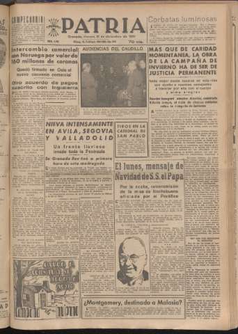 'Patria : diario de Falange Española Tradicionalista y de las J.O.N.S.' - Año XVI Número 4986 - 1951 diciembre 21