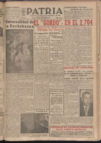 'Patria : diario de Falange Española Tradicionalista y de las J.O.N.S.' - Año XVI Número 4988 - 1951 diciembre 23