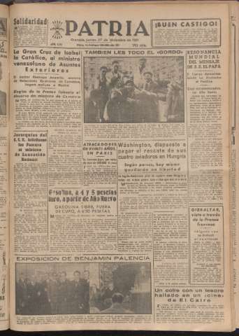 'Patria : diario de Falange Española Tradicionalista y de las J.O.N.S.' - Año XVI Número 4990 - 1951 diciembre 27