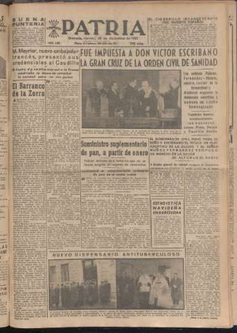 'Patria : diario de Falange Española Tradicionalista y de las J.O.N.S.' - Año XVI Número 4991 - 1951 diciembre 28
