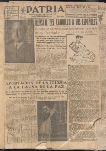 'Patria : diario de Falange Española Tradicionalista y de las J.O.N.S.' - Año XVII Número 4994 - 1952 enero 1