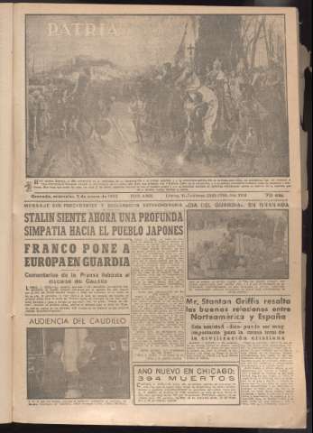 'Patria : diario de Falange Española Tradicionalista y de las J.O.N.S.' - Año XVII Número 4995 - 1952 enero 2