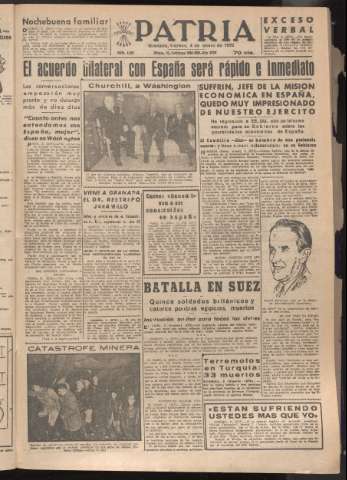 'Patria : diario de Falange Española Tradicionalista y de las J.O.N.S.' - Año XVII Número 4997 - 1952 enero 4