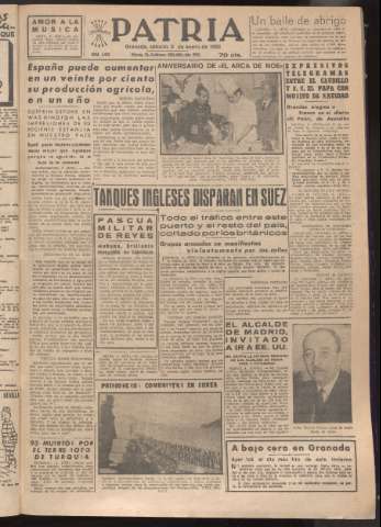 'Patria : diario de Falange Española Tradicionalista y de las J.O.N.S.' - Año XVII Número 4998 - 1952 enero 5