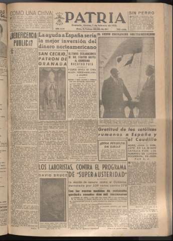 'Patria : diario de Falange Española Tradicionalista y de las J.O.N.S.' - Año XVII Número 5021 - 1952 febrero 1