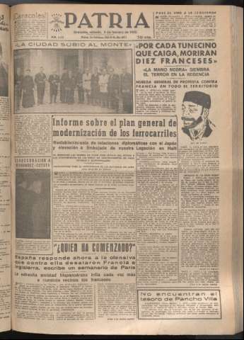 'Patria : diario de Falange Española Tradicionalista y de las J.O.N.S.' - Año XVII Número 5022 - 1952 febrero 2