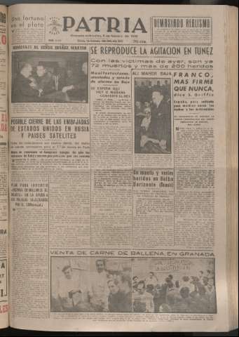 'Patria : diario de Falange Española Tradicionalista y de las J.O.N.S.' - Año XVII Número 5025 - 1952 febrero 6