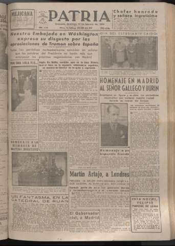 'Patria : diario de Falange Española Tradicionalista y de las J.O.N.S.' - Año XVII Número 5029 - 1952 febrero 10