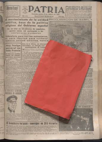 'Patria : diario de Falange Española Tradicionalista y de las J.O.N.S.' - Año XVII Número 5030 - 1952 febrero 12