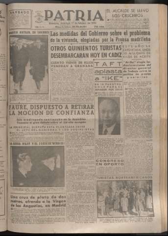 'Patria : diario de Falange Española Tradicionalista y de las J.O.N.S.' - Año XVII Número 5035 - 1952 febrero 17