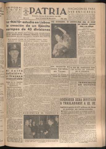 'Patria : diario de Falange Española Tradicionalista y de las J.O.N.S.' - Año XVII Número 5039 - 1952 febrero 22