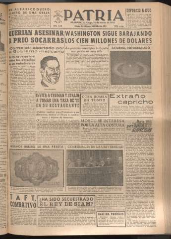 'Patria : diario de Falange Española Tradicionalista y de las J.O.N.S.' - Año XVII Número 5059 - 1952 marzo 16
