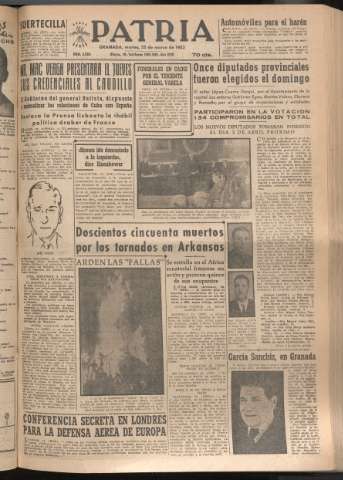 'Patria : diario de Falange Española Tradicionalista y de las J.O.N.S.' - Año XVII Número 5066 - 1952 marzo 25