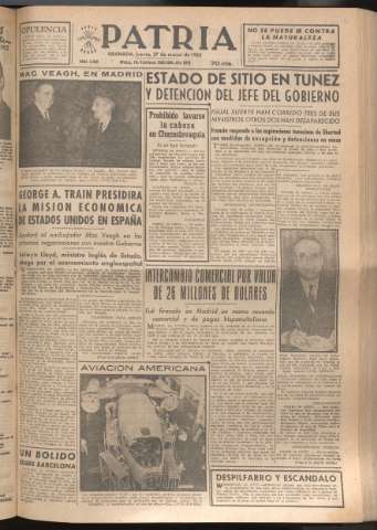 'Patria : diario de Falange Española Tradicionalista y de las J.O.N.S.' - Año XVII Número 5068 - 1952 marzo 27