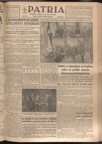 'Patria : diario de Falange Española Tradicionalista y de las J.O.N.S.' - Año XVII Número 5070 - 1952 marzo 29