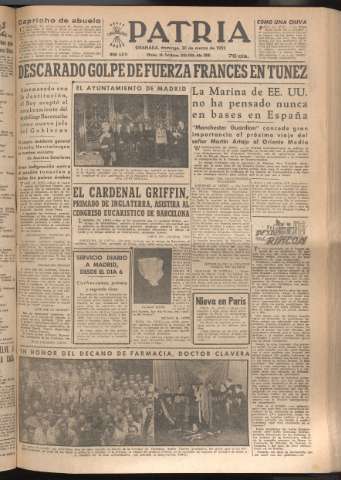 'Patria : diario de Falange Española Tradicionalista y de las J.O.N.S.' - Año XVII Número 5071 - 1952 marzo 30