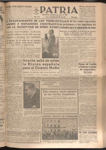 'Patria : diario de Falange Española Tradicionalista y de las J.O.N.S.' - Año XVII Número 5076 - 1952 abril 5