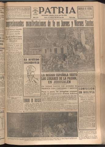 'Patria : diario de Falange Española Tradicionalista y de las J.O.N.S.' - Año XVII Número 5081 - 1952 abril 12